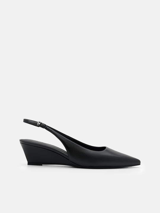Adena Leather Wedge Slingback Pumps