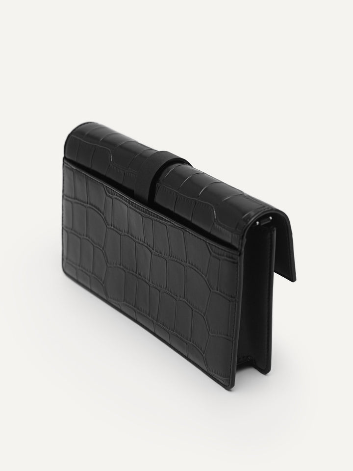 Leather Croc-Effect Wallet Bag – PEDRO